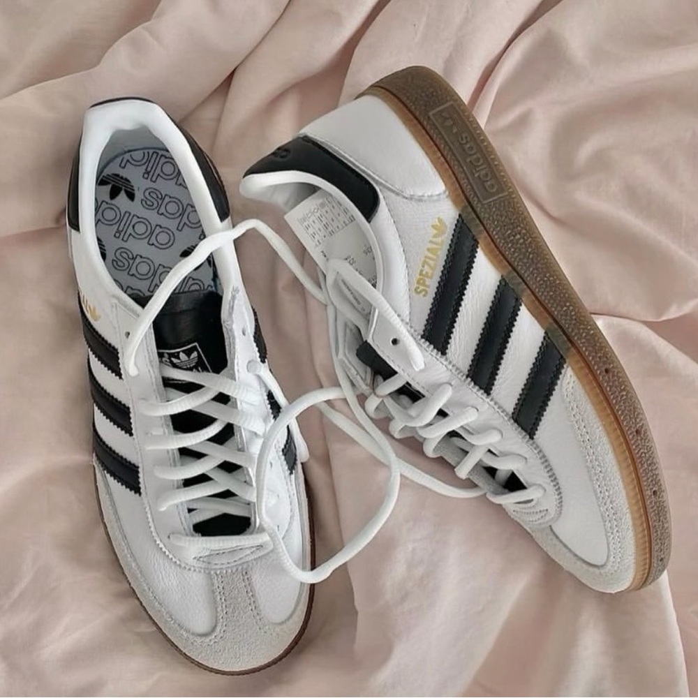 adidas Handball Spezial White and Black Leather Sneakers - Picture 7 of 11